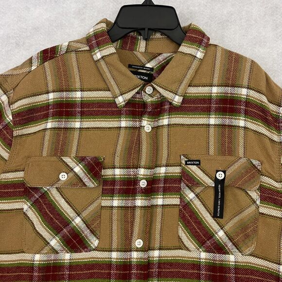 Brixton Bowery Flannel Over Shirt Mens M Brown Plaid Vegan Wool NEW - Picture 9 of 15